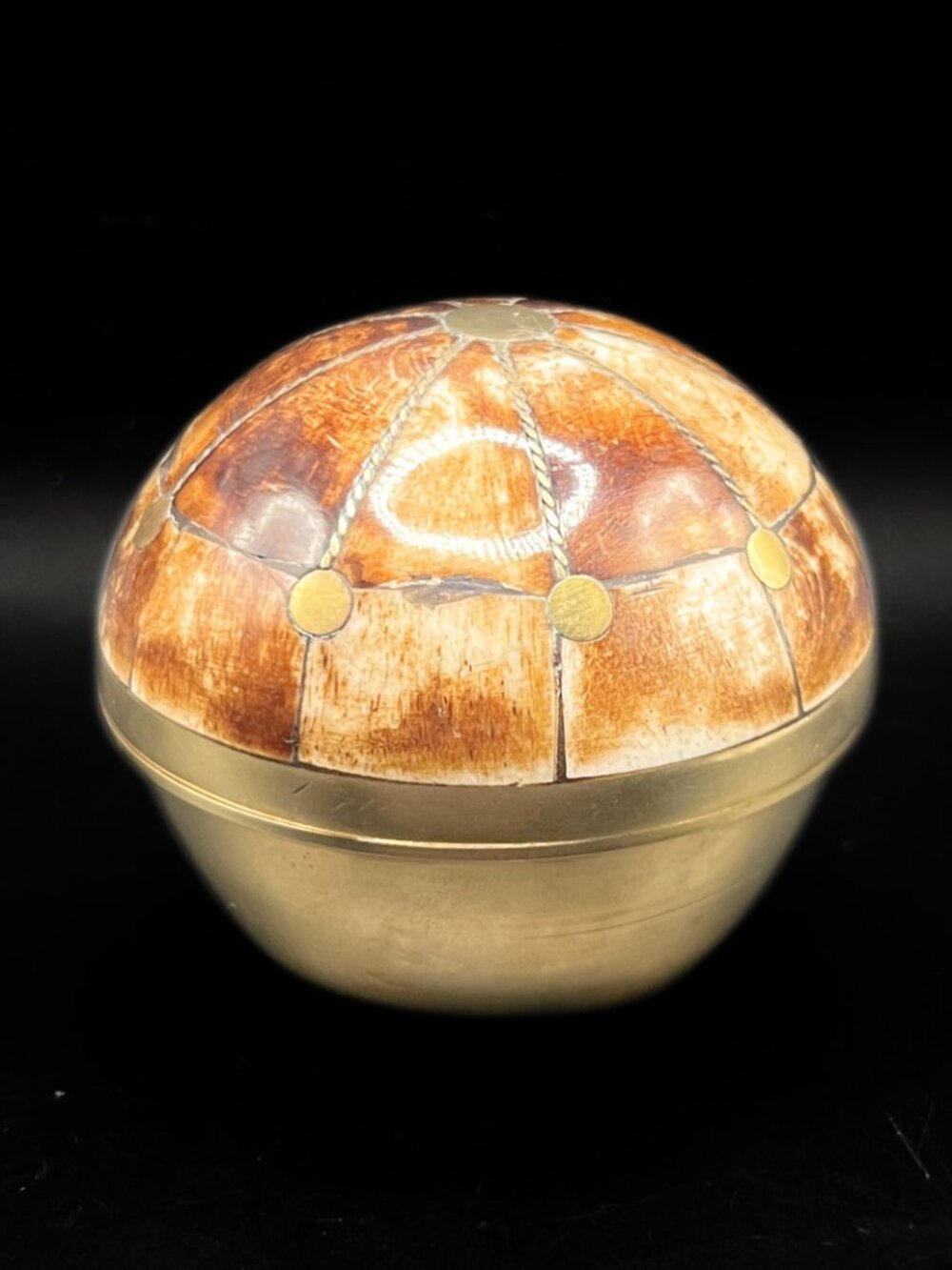 Vintage Brass and Bone Trinket Dish or Jewelry Box 1970s Design